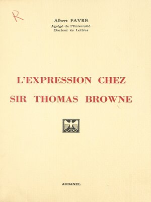 cover image of L'expression chez Sir Thomas Browne